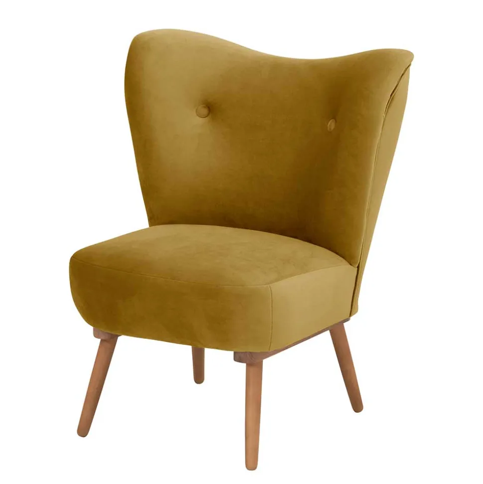 Samtvelours Polstersessel in Gelb und Erle - Ranalda