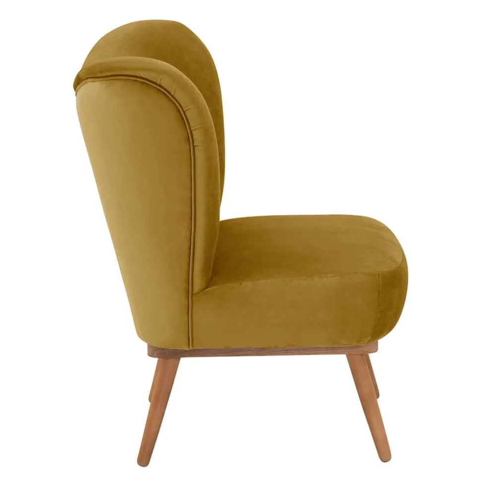 Samtvelours Polstersessel in Gelb und Erle - Ranalda