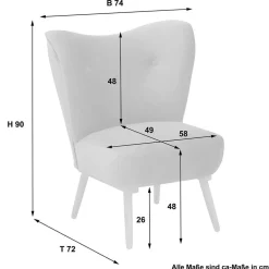 Samtvelours Polstersessel in Gelb und Erle - Ranalda