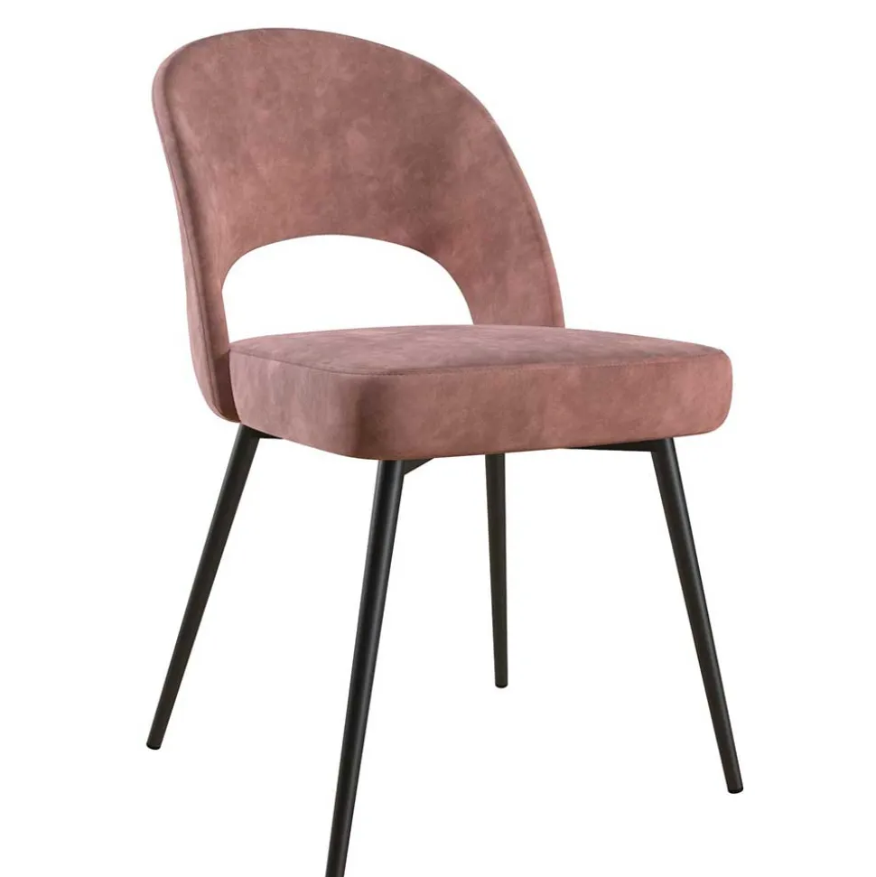 Samtvelours Stuhl in Altrosa - Landhuis