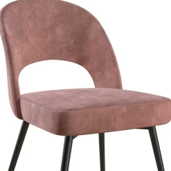 Samtvelours Stuhl in Altrosa - Landhuis