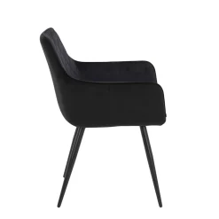 Samtvelours Tischsessel in Schwarz - Laromain (2er Set)