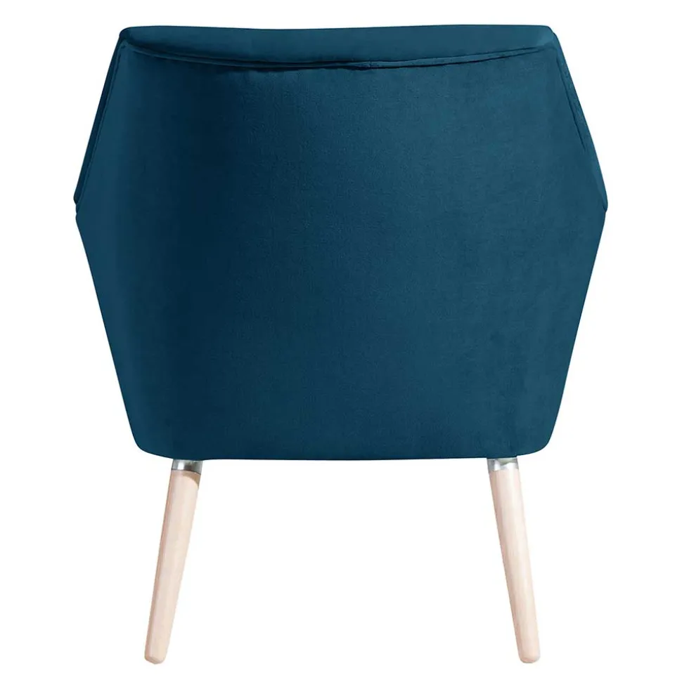 Samtvelours-Sessel in Petrol Blau - Bakra