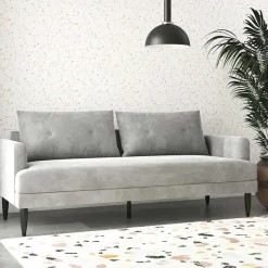 Samt-Wohnzimmercouch in Hellgrau - Belpasso