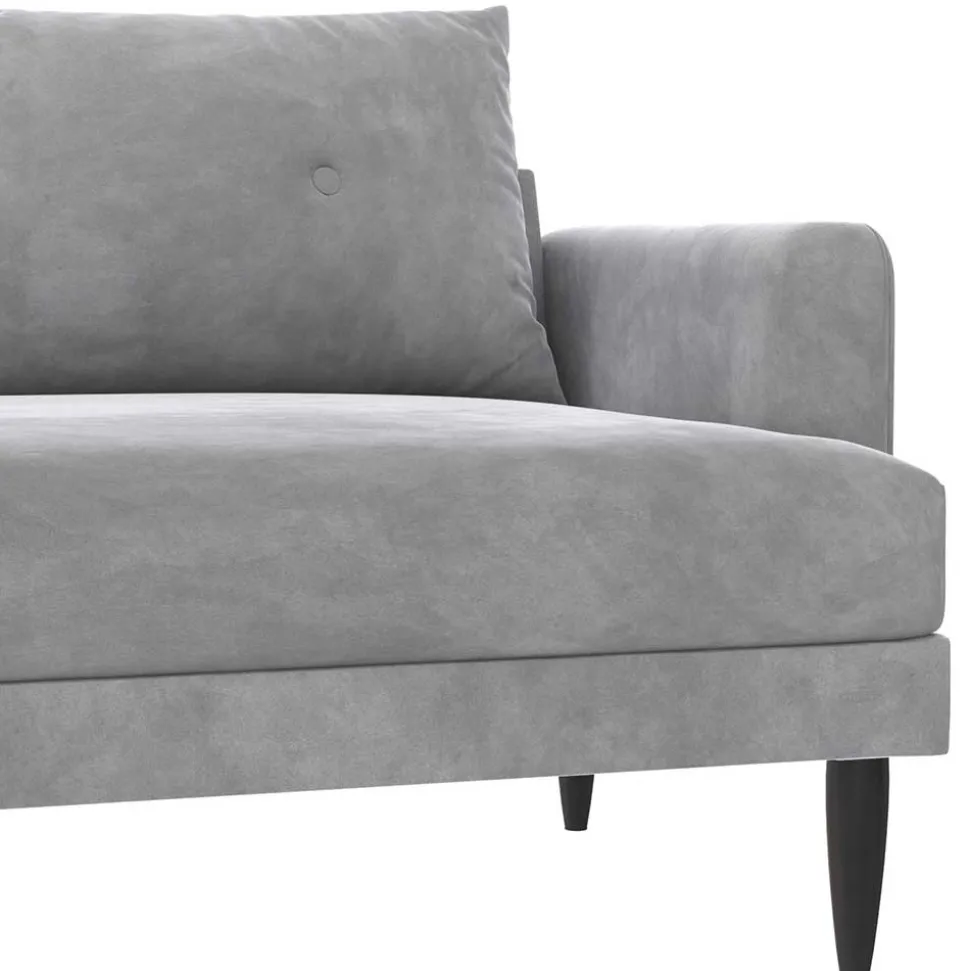 Samt-Wohnzimmercouch in Hellgrau - Belpasso