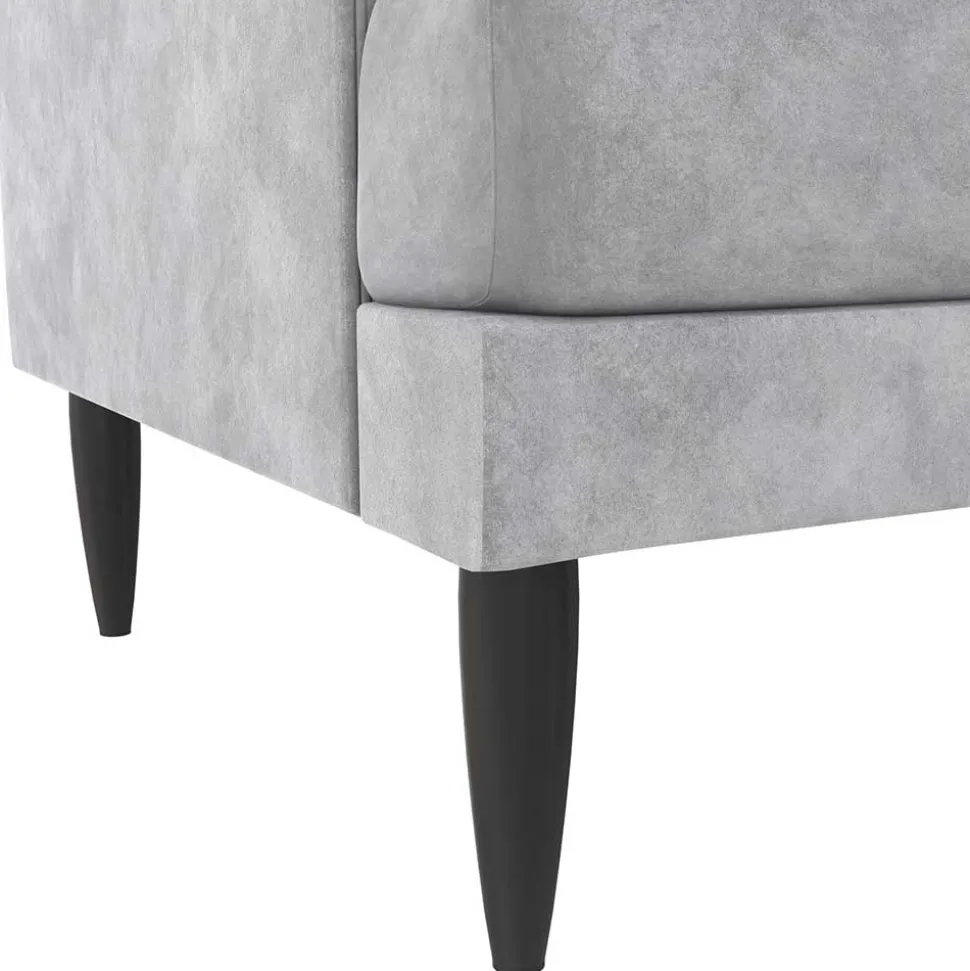 Samt-Wohnzimmercouch in Hellgrau - Belpasso