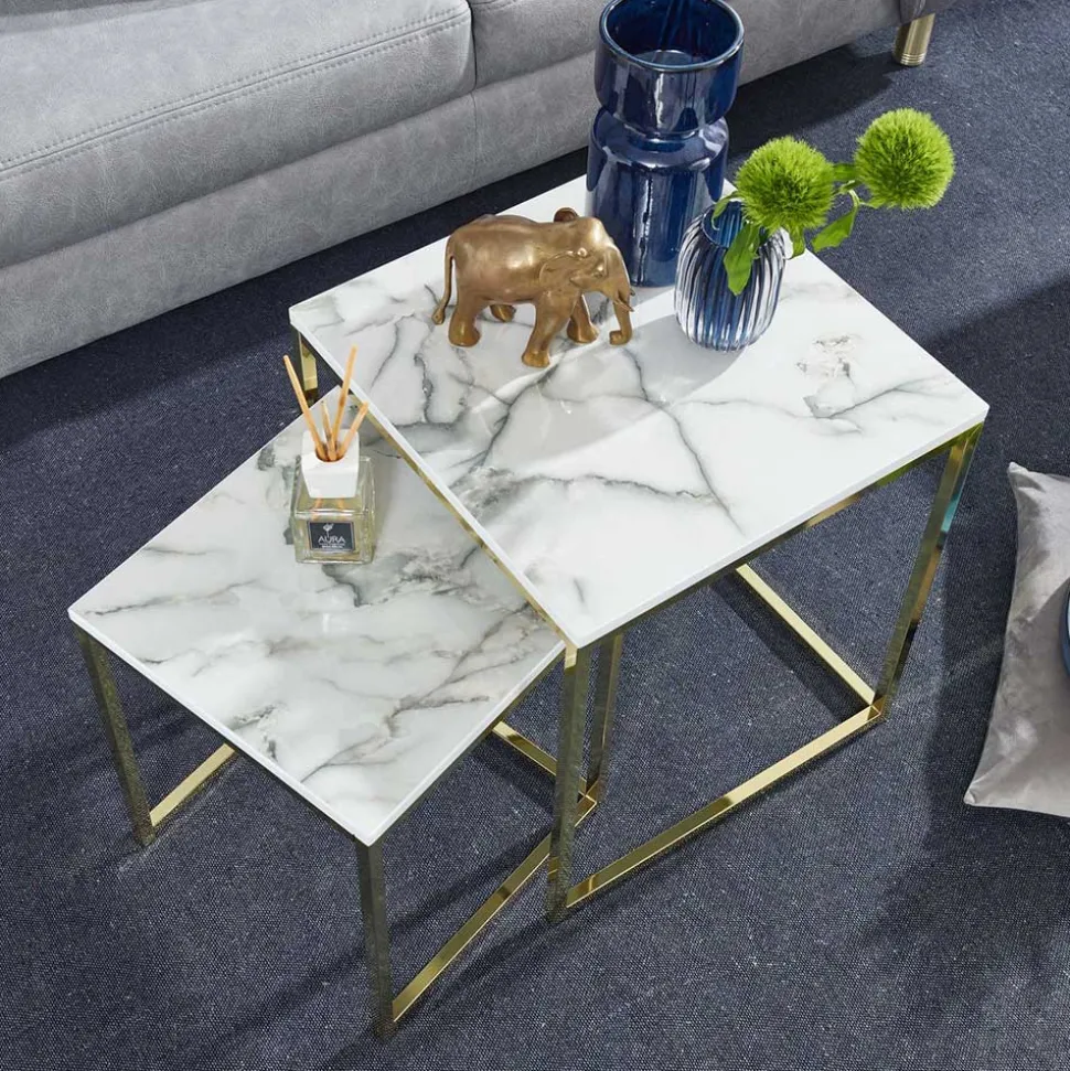 2-Satz Couchtisch in Marmor Optik - Vilanda (zweiteilig)
