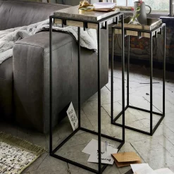 2-Satz-Beistelltisch in Nickel & Schwarz - Toina (zweiteilig)