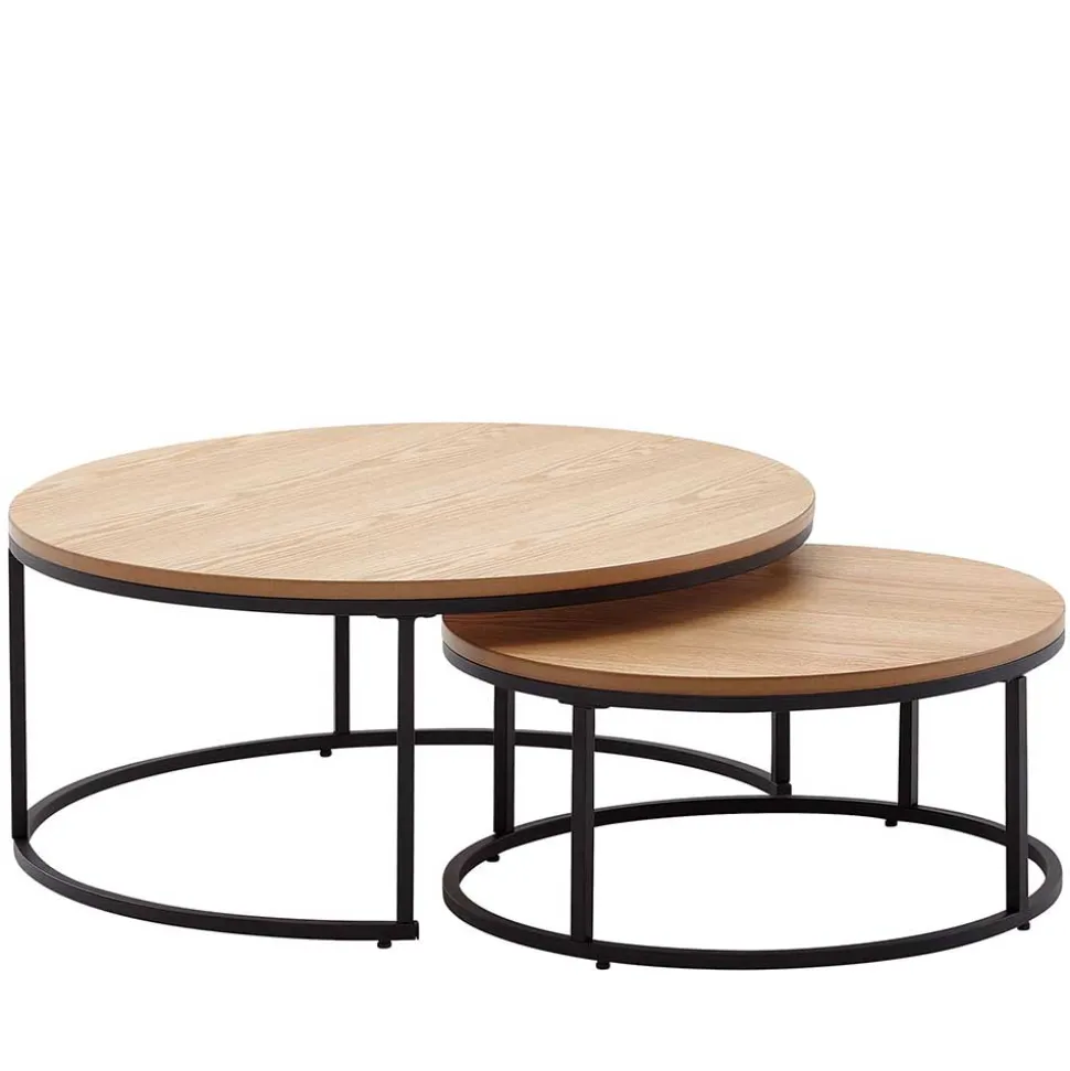 2-Satz-Couchtisch in Eiche Furnier - Bucket (zweiteilig)