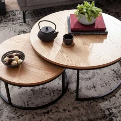 2-Satz-Couchtisch in Eiche Furnier - Bucket (zweiteilig)