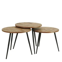 3-Satz-Tisch in White Wash Teak - Cancano (dreiteilig)