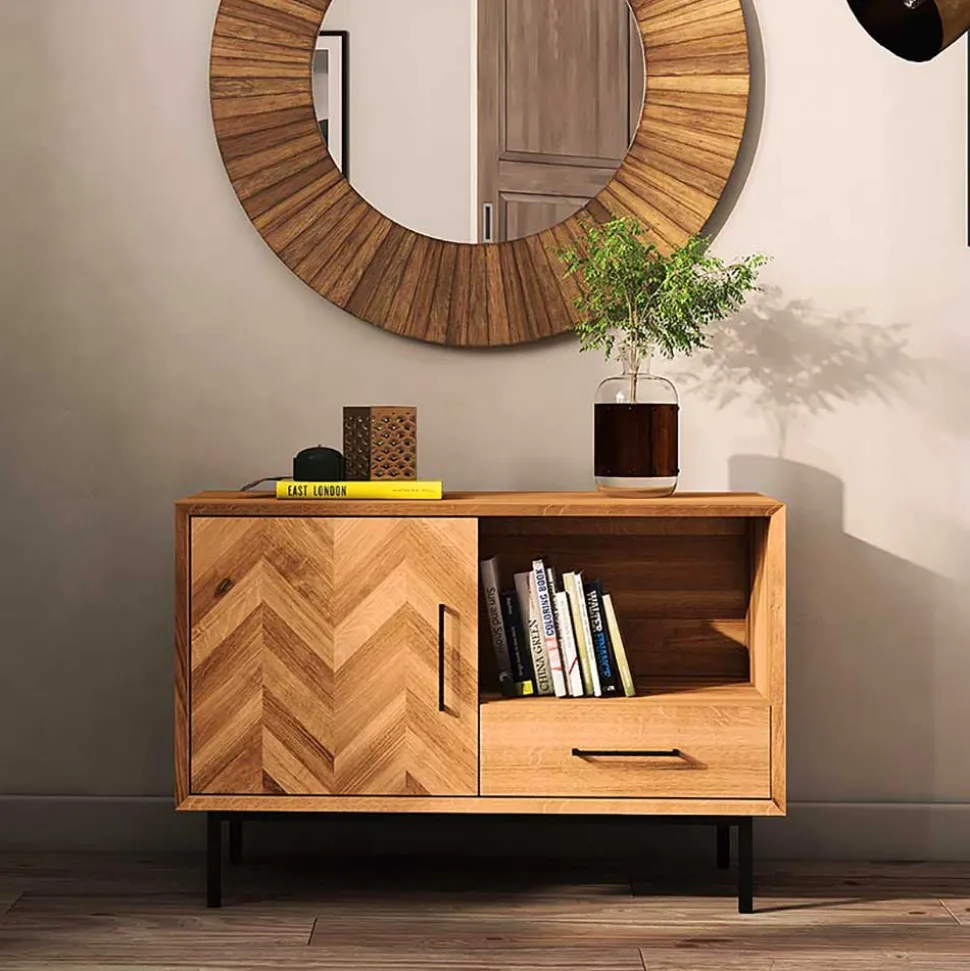 Scandi Chic Kommode aus Wildeiche & Metall - Kerfa