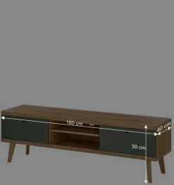 Scandi Chic Wohnwand in Graugrün - Oliva (dreiteilig)