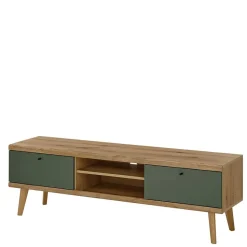 Scandi Chic Wohnwand in Graugrün - Oliva (dreiteilig)