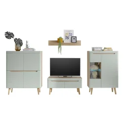 Scandi Chic Wohnzimmermöbel Wohnwand - Armina (vierteilig)