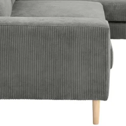 Scandi Ecksofa in Anthrazit mit Buche - Lidio