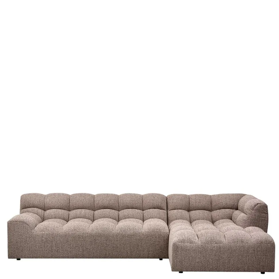 Scandi Ecksofa in Hellbraun meliert - Niklai