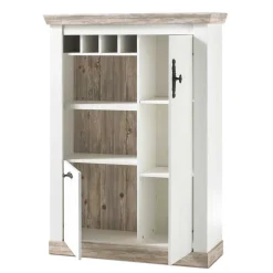 Scandi Landhaus Wohnzimmermöbel Set Nedita in Weiß (vierteilig)