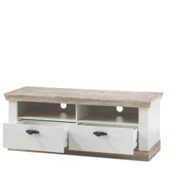 Scandi Landhaus Wohnzimmermöbel Set Nedita in Weiß (vierteilig)