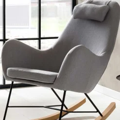 Scandi Schaukelstuhl mit grauem Stoff - Karin