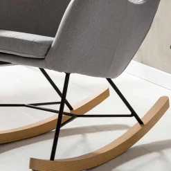 Scandi Schaukelstuhl mit grauem Stoff - Karin