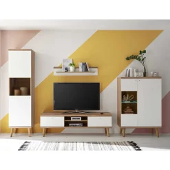 Scandi Wohnwand Möbel als Set - Cablos (vierteilig)