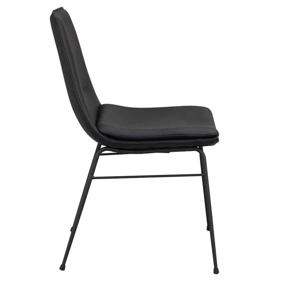 Schalenstuhl in Schwarz - echtes Leder - Freedoms (2er Set)