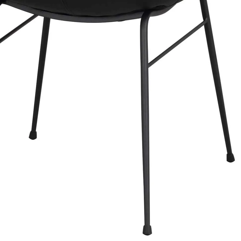 Schalenstuhl in Schwarz - echtes Leder - Freedoms (2er Set)