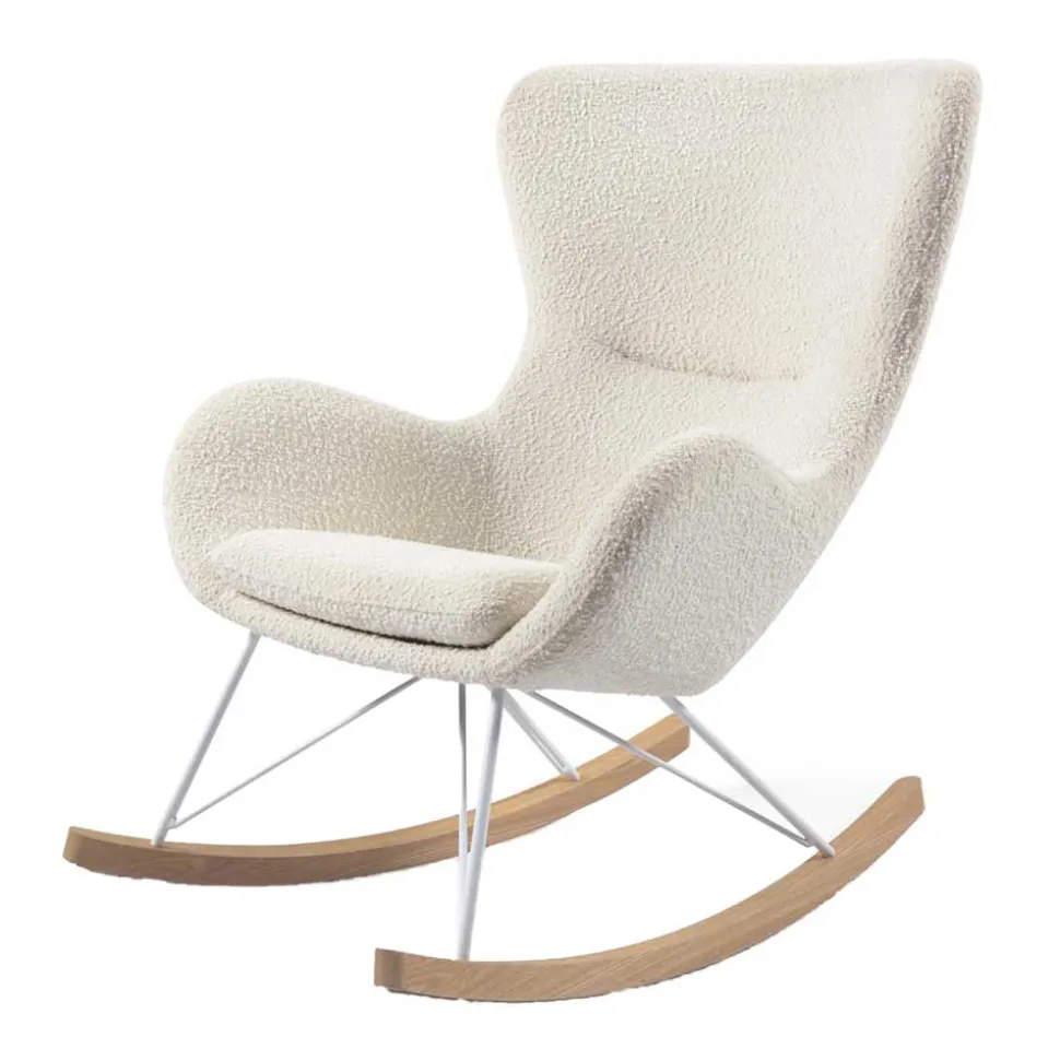 Schaukelsessel in Weiß Lammfell Optik - Lysandro