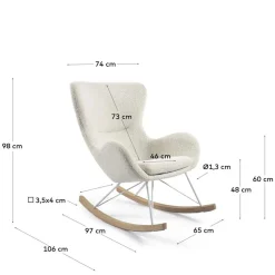 Schaukelsessel in Weiß Lammfell Optik - Lysandro