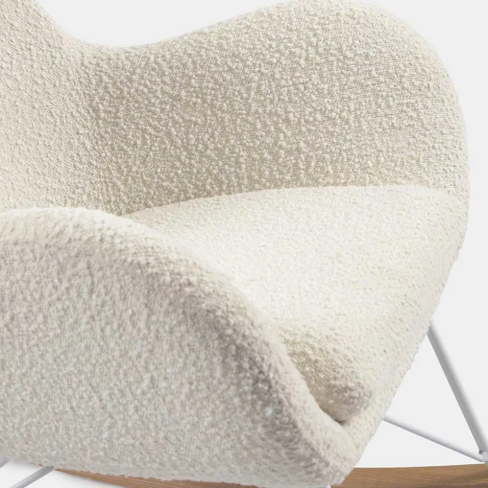 Schaukelsessel in Weiß Lammfell Optik - Lysandro