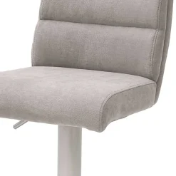 Schicker Barstuhl mit Höhenverstellung in Hellgrau Stoff Anglesio & Edelstahl