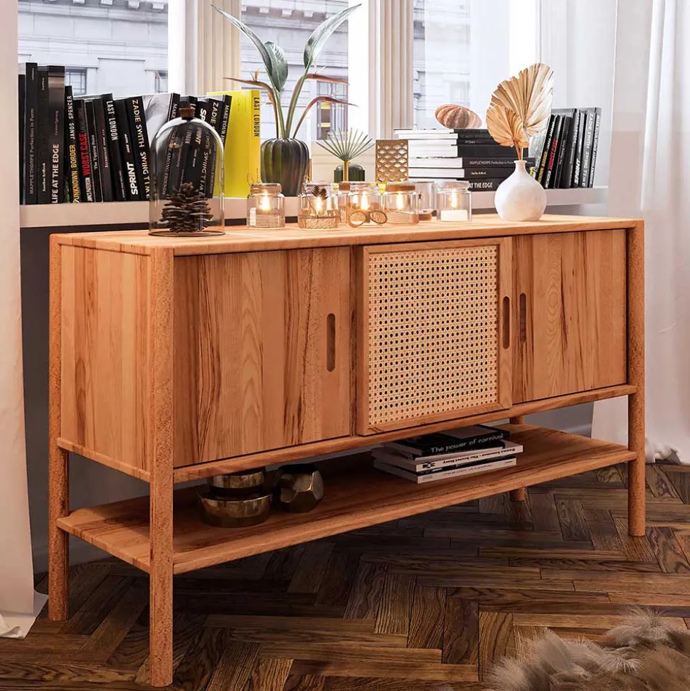 Schiebetüren Kommode mit Ablageboden - Indrya