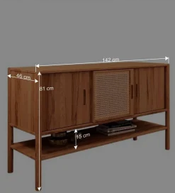 Schiebetüren Kommode mit Ablageboden - Indrya