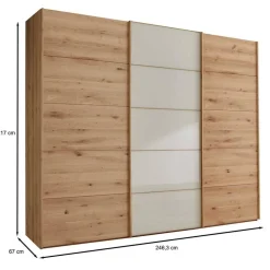 Schiebetüren-Kleiderschrank in Beige Glas - Nikoba