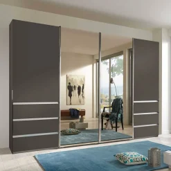 Schiebetürenschrank in Braun mit Parsol Spiegeln - Moon