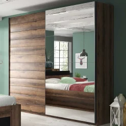 Schiebetürschrank in Eiche Dunkel Holzoptik - Ceusenia