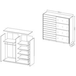 Schiebetürschrank in Eiche Dunkel Holzoptik - Ceusenia