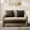 Schlafcouch in Beige und Dunkelbraun - Calming