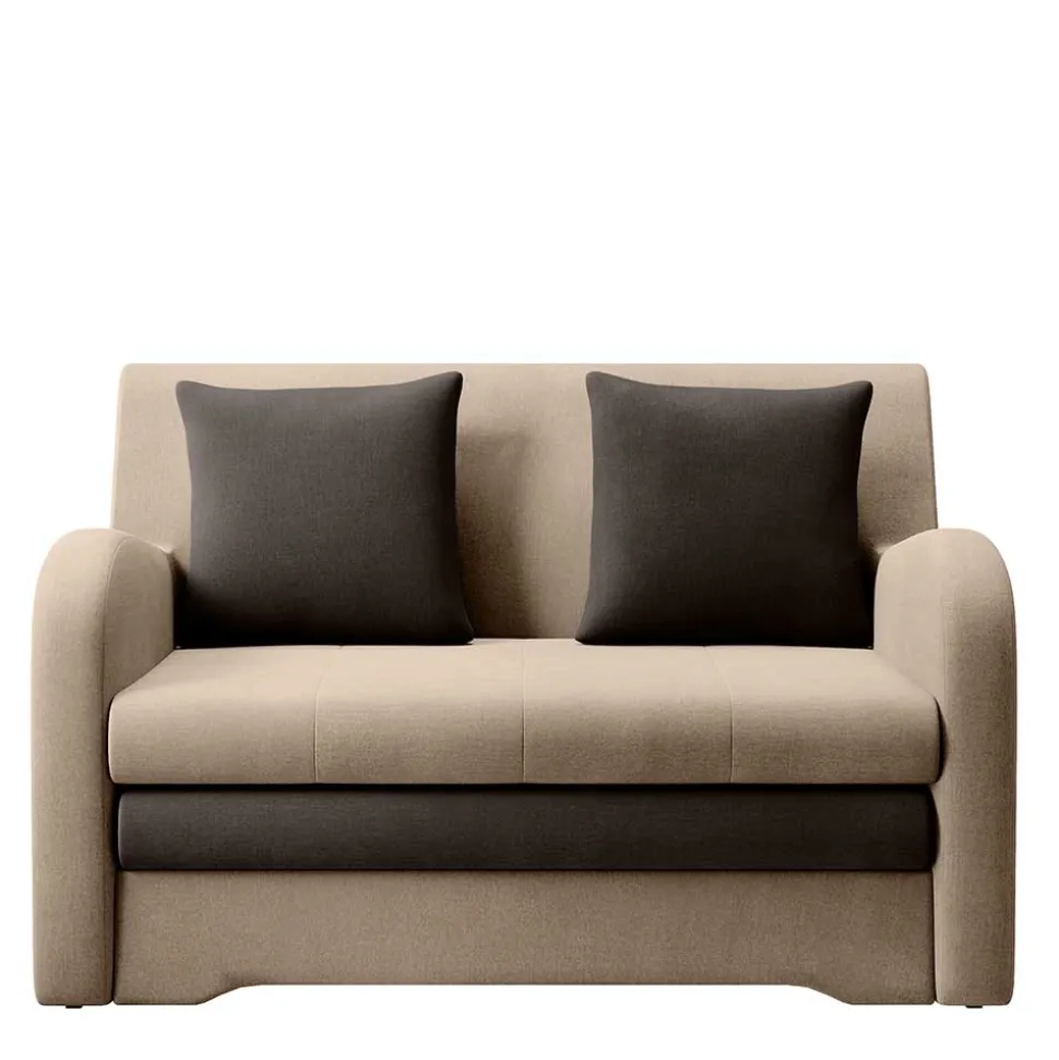 Schlafcouch in Beige und Dunkelbraun - Calming