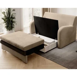 Schlafcouch in Beige und Dunkelbraun - Calming