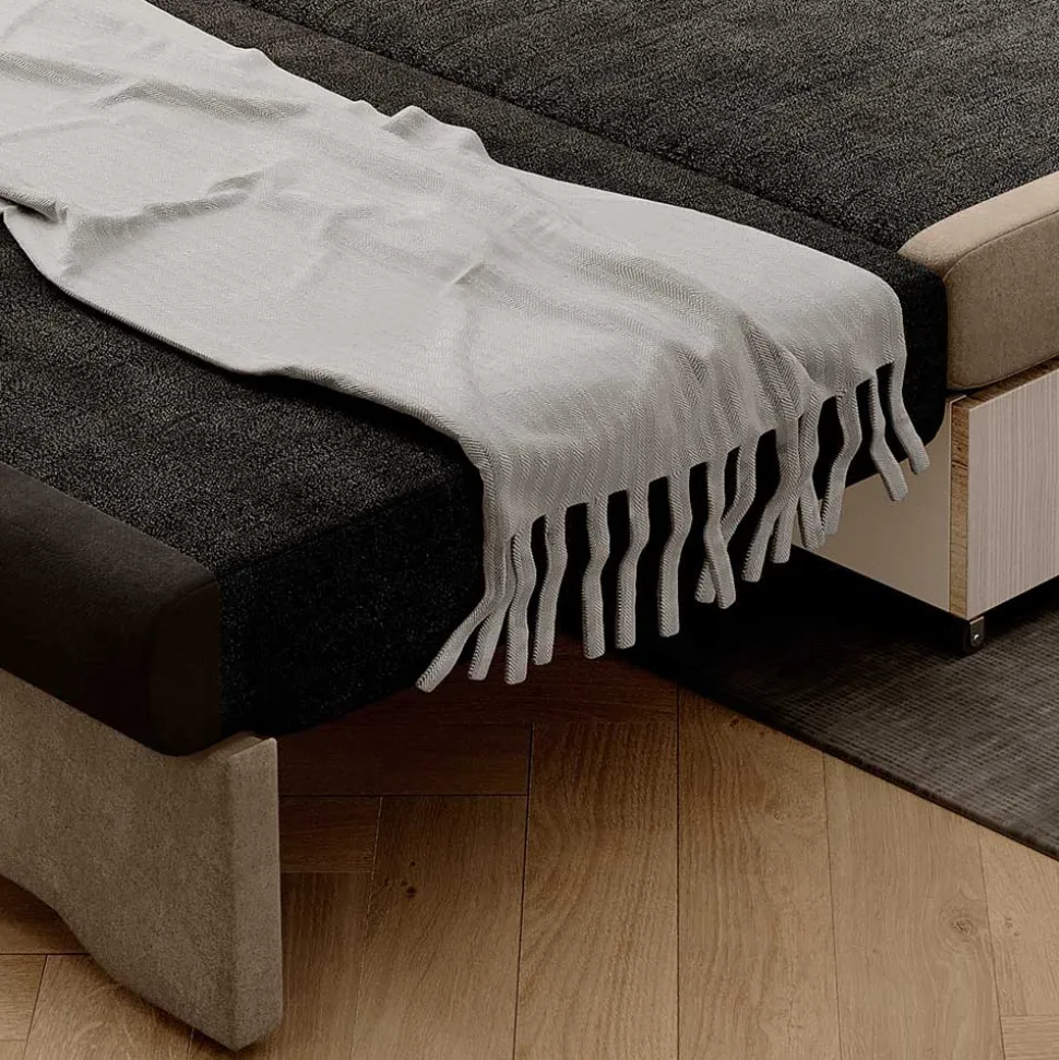 Schlafcouch in Beige und Dunkelbraun - Calming