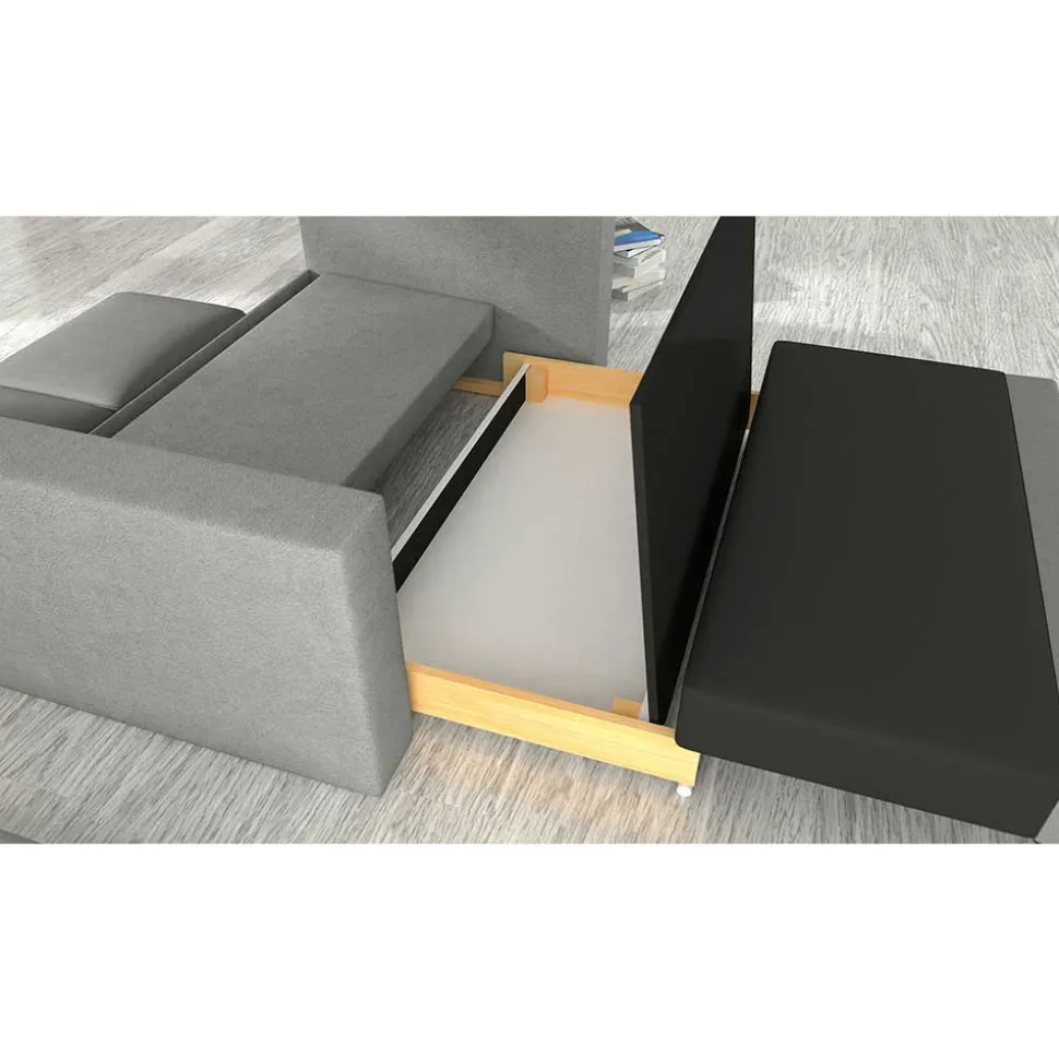 Schlafcouch in Hellgrau Chenille - Ronny