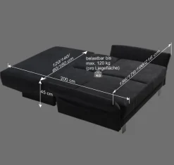 Schlafcouch mit Bettkasten in Blaugrau - Casmas