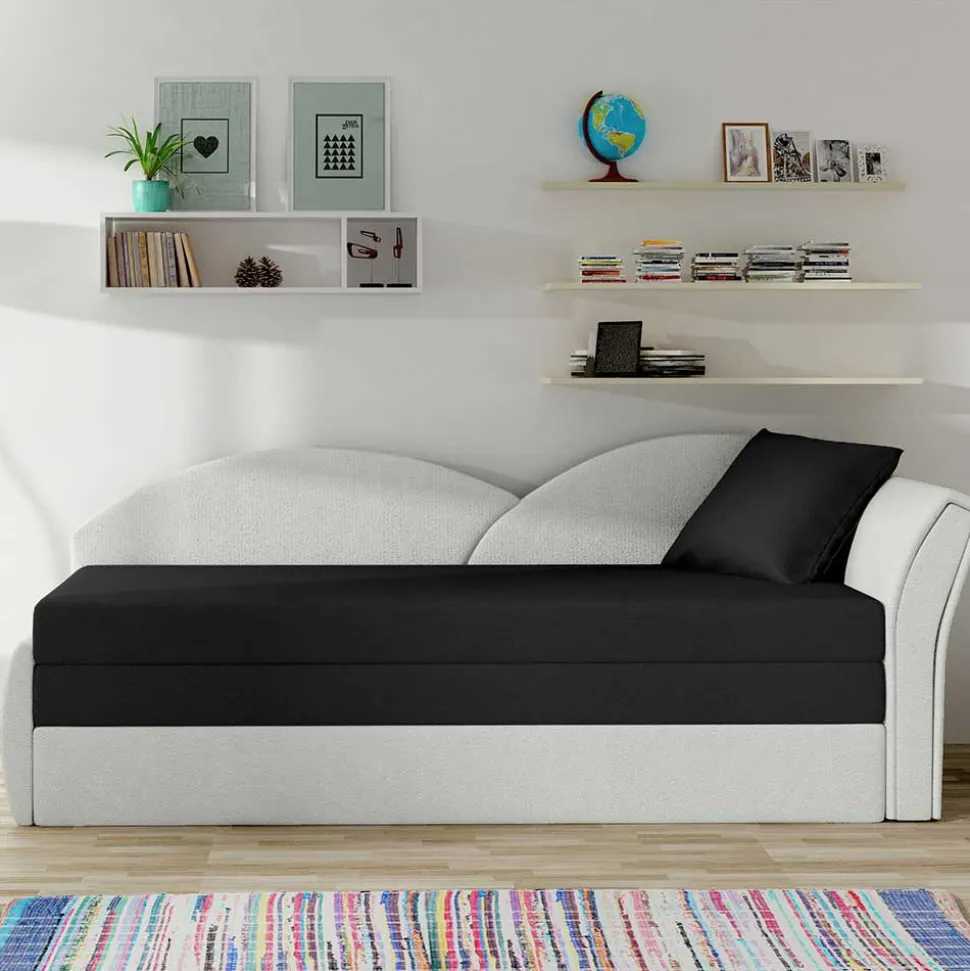 Schlaffunktion Recamiere in Offwhite und Schwarz - Asbrov