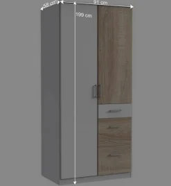 Schlafraum Kleiderschrank mit drei Schubladen - Magdelan