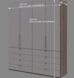 Schlafraum Kleiderschrank mit 8 Schubladen und 2 Falttüren - Vaclyn