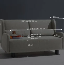 Schlafsofa in Rosa Flachgewebe - Mangado