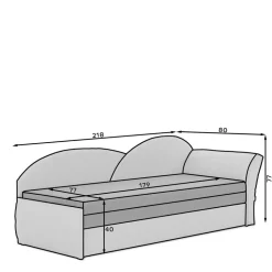 Schlafsofa Recamiere in Grau und Schwarzgrau - Sinkala