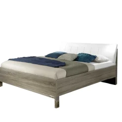 Schlafzimmer Bett Viarolia mit Polsterkopfteil in Weiß